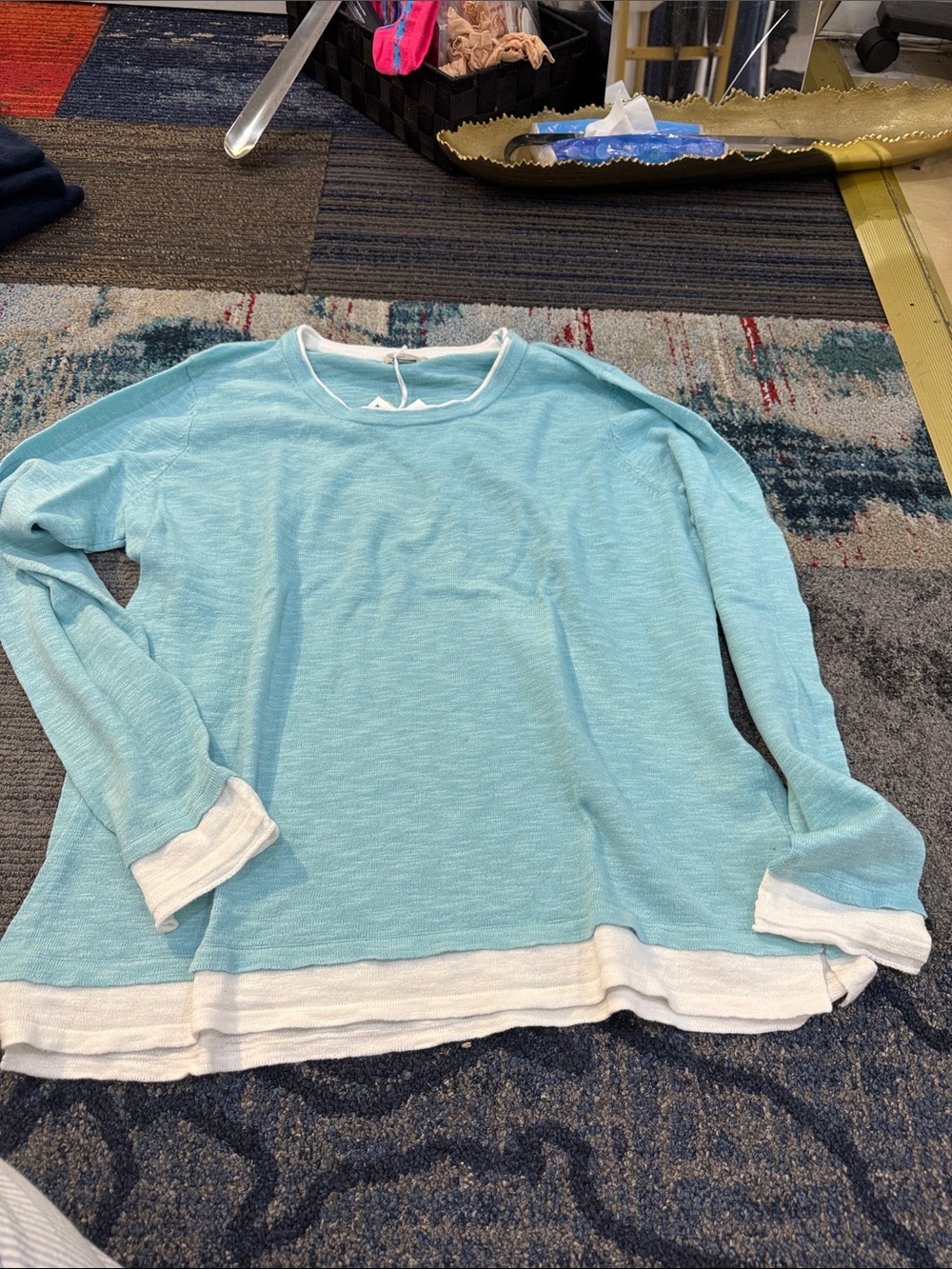 Metric Knots Light Blue Layered Hem Long Sleeve 32625